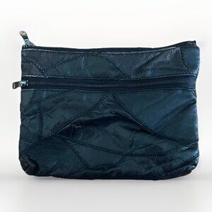 vintage leather patchwork pouch cosmetic makeup bag travel everyday